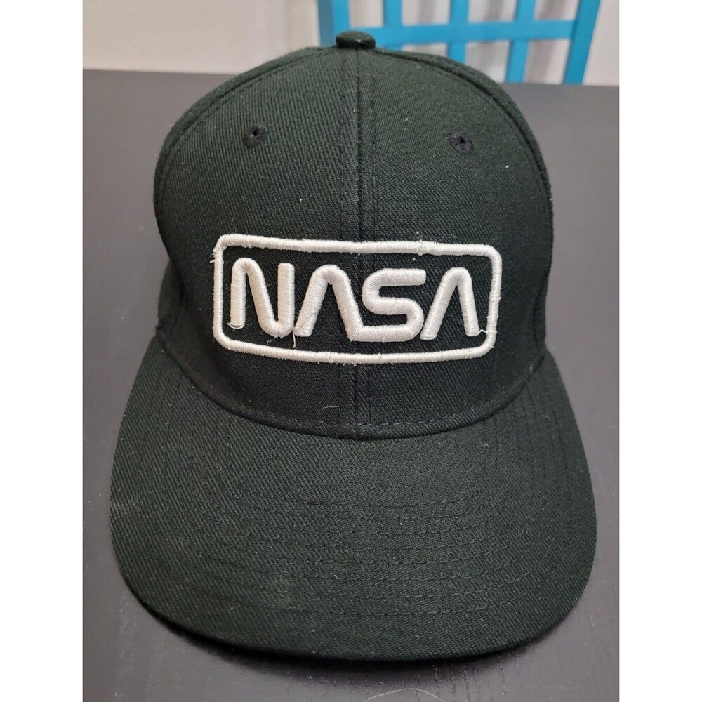 NASA H3 Headwear Hat Adult One Size Black Snapback 3D Script Logo Space